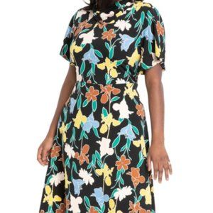 Floral Cowl Neck Midi Dress
